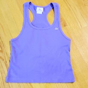 LACOSTE Size 34 Purple Cropped Racer Back Tank Top